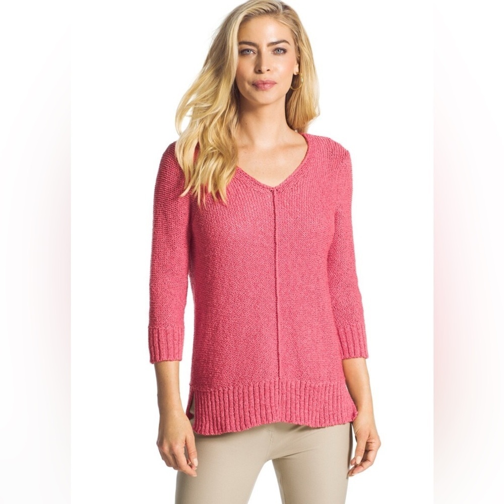 Sz 0- Small- Chicos 3/4 Sleeve V-Neck knit Sweater